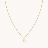 18k Gold Plated Jewellery - P Initial Pavé Pendant Necklace in Gold - Pendant Necklace - Astrid & Miyu