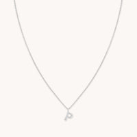 Gemstone Necklaces - P Initial Pavé Pendant Necklace in Silver - Pendant Necklace - Astrid & Miyu