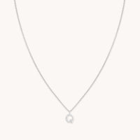 Gemstone Necklaces - Q Initial Pavé Pendant Necklace in Silver - Pendant Necklace - Astrid & Miyu
