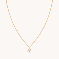 18k Gold Plated Jewellery - R Initial Pavé Pendant Necklace in Gold - Pendant Necklace - Astrid & Miyu