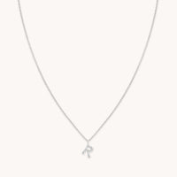 Gemstone Necklaces - R Initial Pavé Pendant Necklace in Silver - Pendant Necklace - Astrid & Miyu