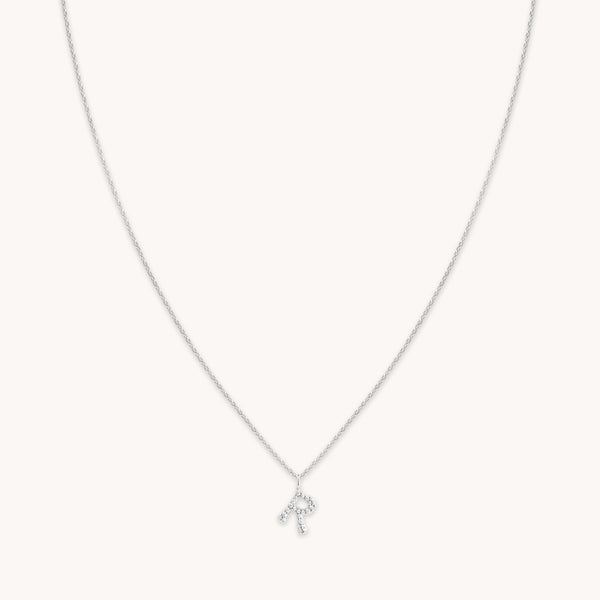 Gemstone Necklaces - R Initial Pavé Pendant Necklace in Silver - Pendant Necklace - Astrid & Miyu