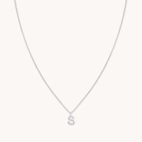Gemstone Necklaces - S Initial Pavé Pendant Necklace in Silver - Pendant Necklace - Astrid & Miyu