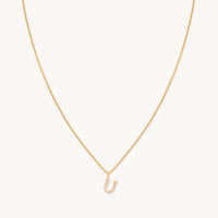 18k Gold Plated Jewellery - U Initial Pavé Pendant Necklace in Gold - Pendant Necklace - Astrid & Miyu