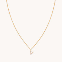 18k Gold Plated Jewellery - V Initial Pavé Pendant Necklace in Gold - Pendant Necklace - Astrid & Miyu