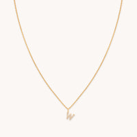18k Gold Plated Jewellery - W Initial Pavé Pendant Necklace in Gold - Pendant Necklace - Astrid & Miyu