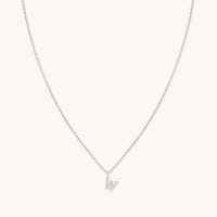Gemstone Necklaces - W Initial Pavé Pendant Necklace in Silver - Pendant Necklace - Astrid & Miyu