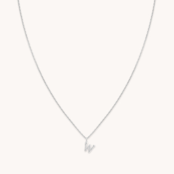 Gemstone Necklaces - W Initial Pavé Pendant Necklace in Silver - Pendant Necklace - Astrid & Miyu