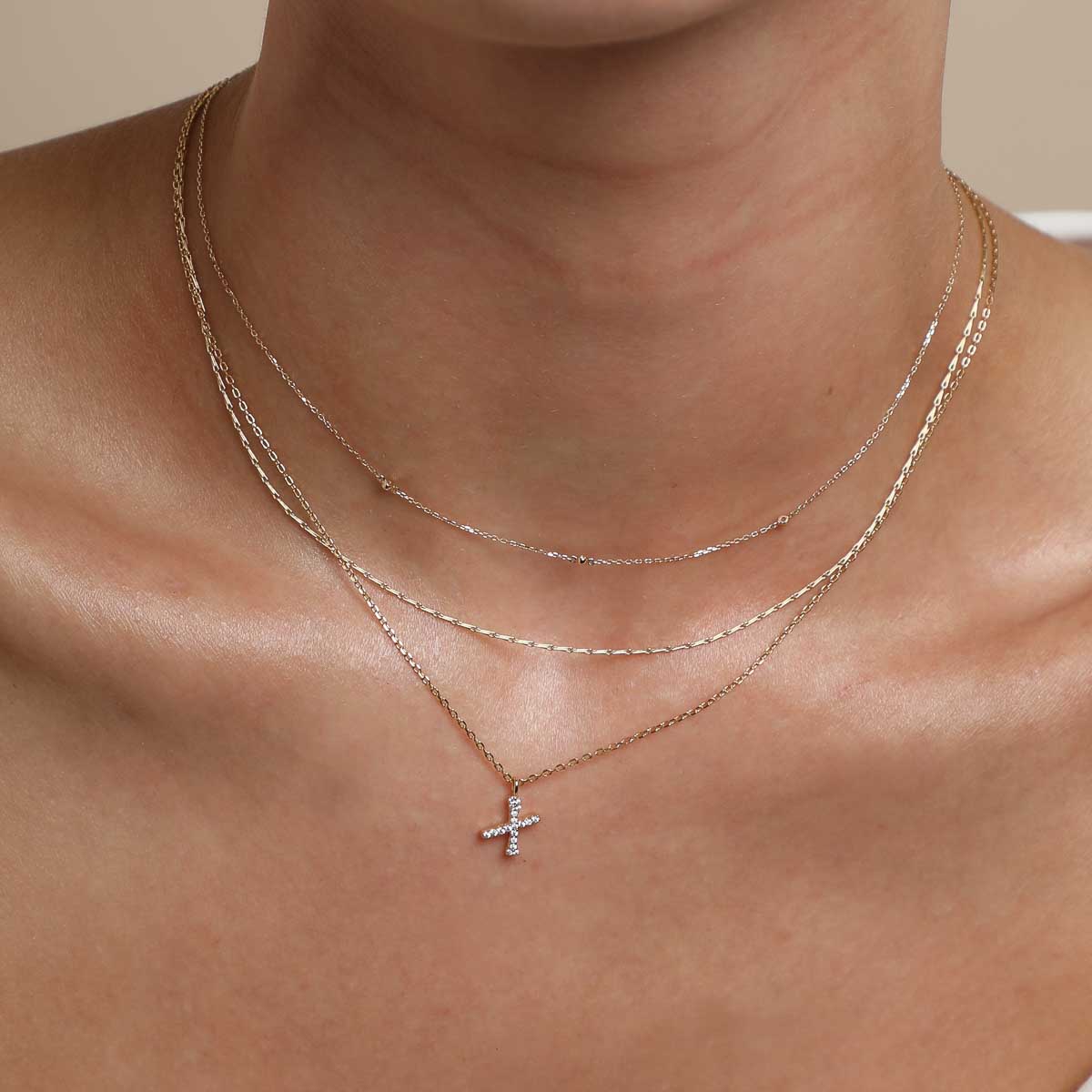 18k Gold Plated Jewellery - X Initial Pavé Pendant Necklace in Gold - Pendant Necklace - Astrid & Miyu