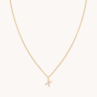 18k Gold Plated Jewellery - X Initial Pavé Pendant Necklace in Gold - Pendant Necklace - Astrid & Miyu