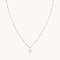 Gemstone Necklaces - X Initial Pavé Pendant Necklace in Silver - Pendant Necklace - Astrid & Miyu