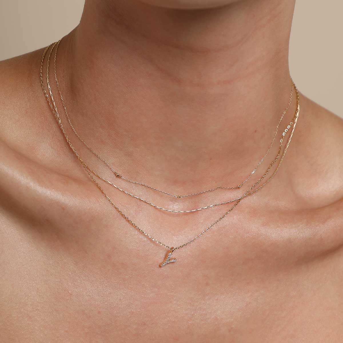 18k Gold Plated Jewellery - Y Initial Pavé Pendant Necklace in Gold - Pendant Necklace - Astrid & Miyu