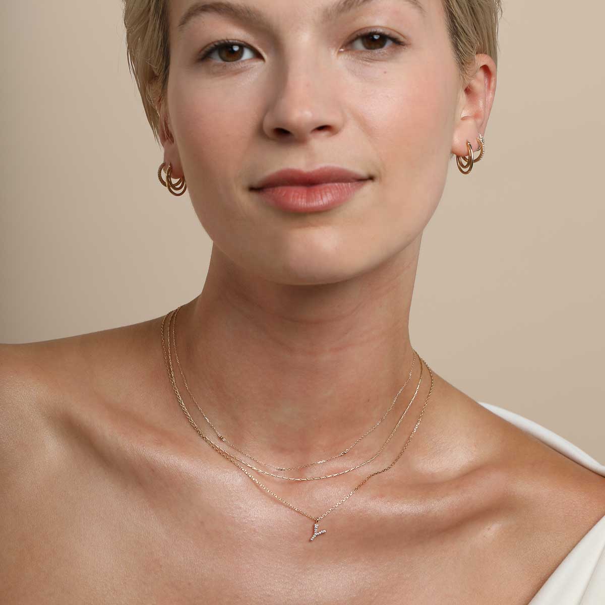 18k Gold Plated Jewellery - Y Initial Pavé Pendant Necklace in Gold - Pendant Necklace - Astrid & Miyu