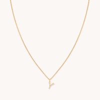 18k Gold Plated Jewellery - Y Initial Pavé Pendant Necklace in Gold - Pendant Necklace - Astrid & Miyu