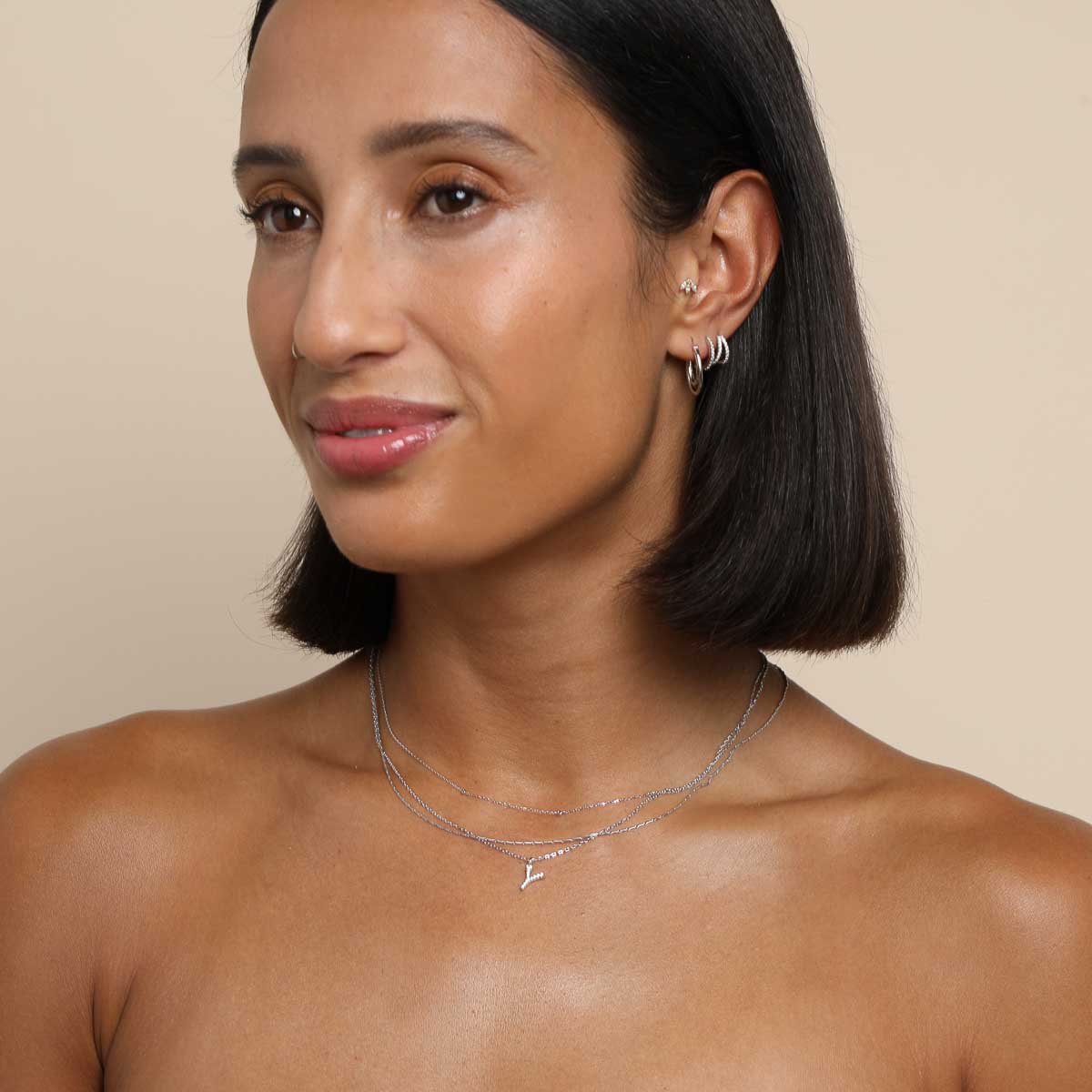 Gemstone Necklaces - Y Initial Pavé Pendant Necklace in Silver - Pendant Necklace - Astrid & Miyu