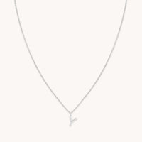 Gemstone Necklaces - Y Initial Pavé Pendant Necklace in Silver - Pendant Necklace - Astrid & Miyu