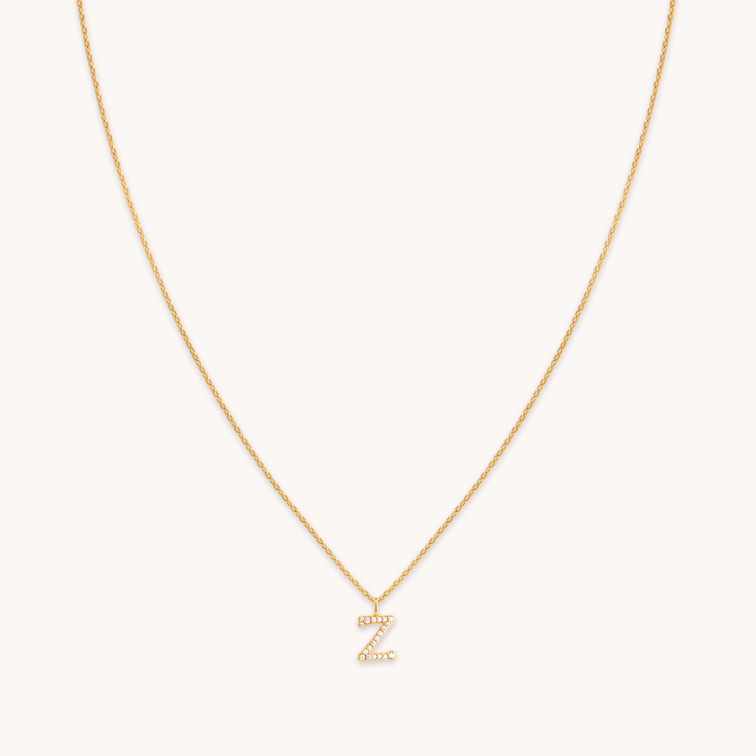 18k Gold Plated Jewellery - Z Initial Pavé Pendant Necklace in Gold - Pendant Necklace - Astrid & Miyu