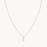 Gemstone Necklaces - Z Initial Pavé Pendant Necklace in Silver - Pendant Necklace - Astrid & Miyu