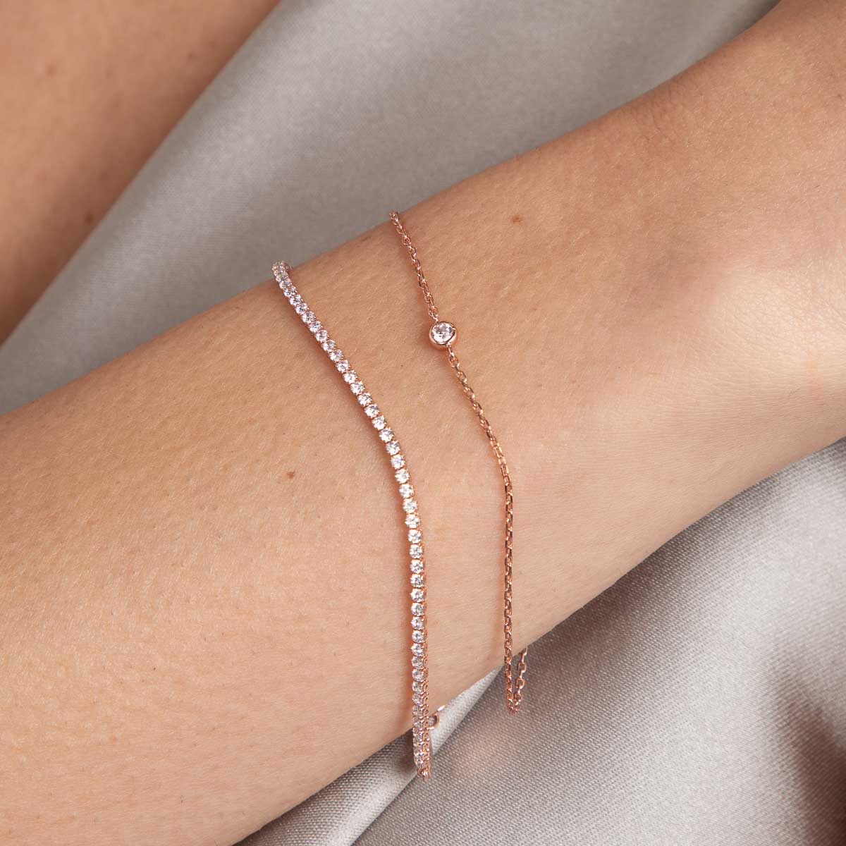 18k Rose Gold Plated Jewellery - Essential Crystal Charm Bracelet in Rose Gold - Bracelets - Astrid & Miyu