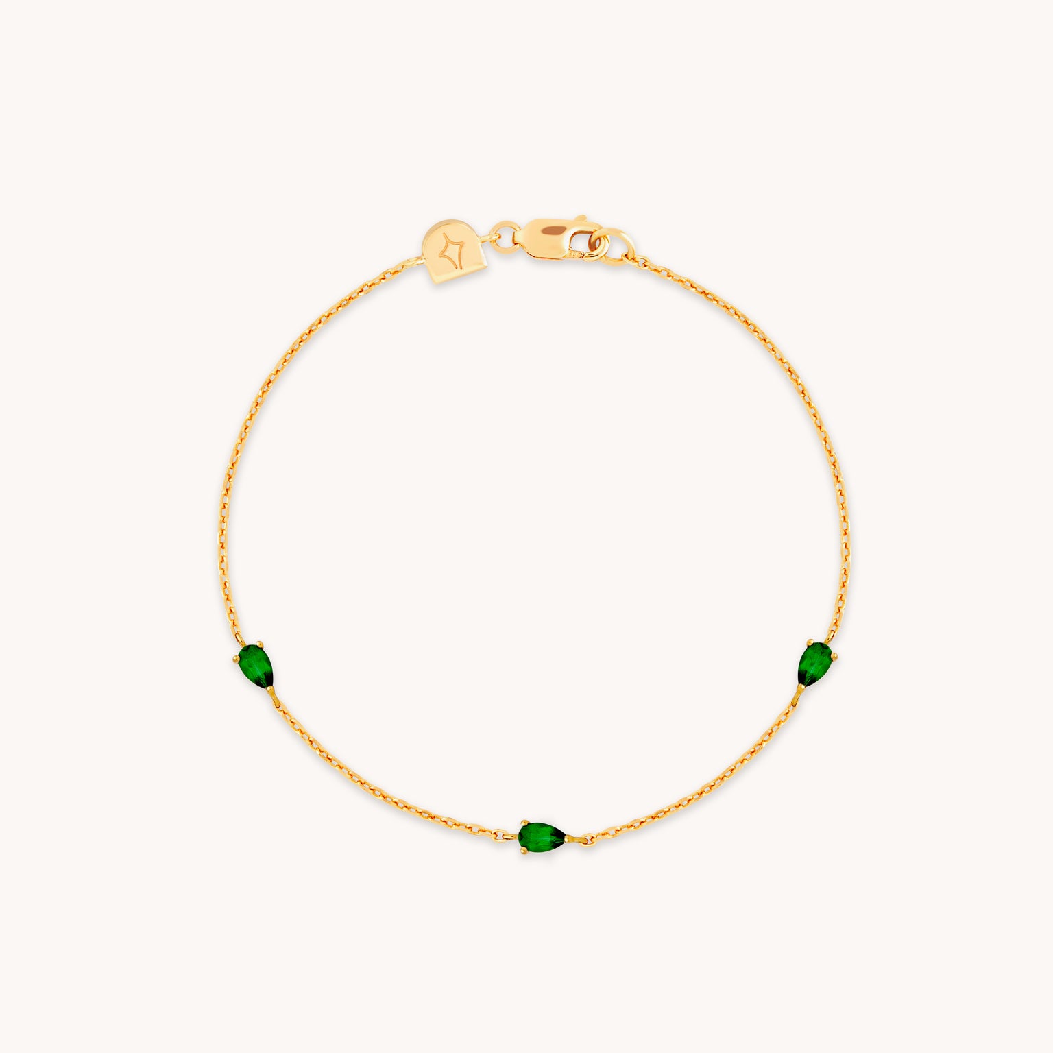18k Gold Plated Jewellery - Green Topaz Charm Bracelet in Gold - Bracelets - Astrid & Miyu