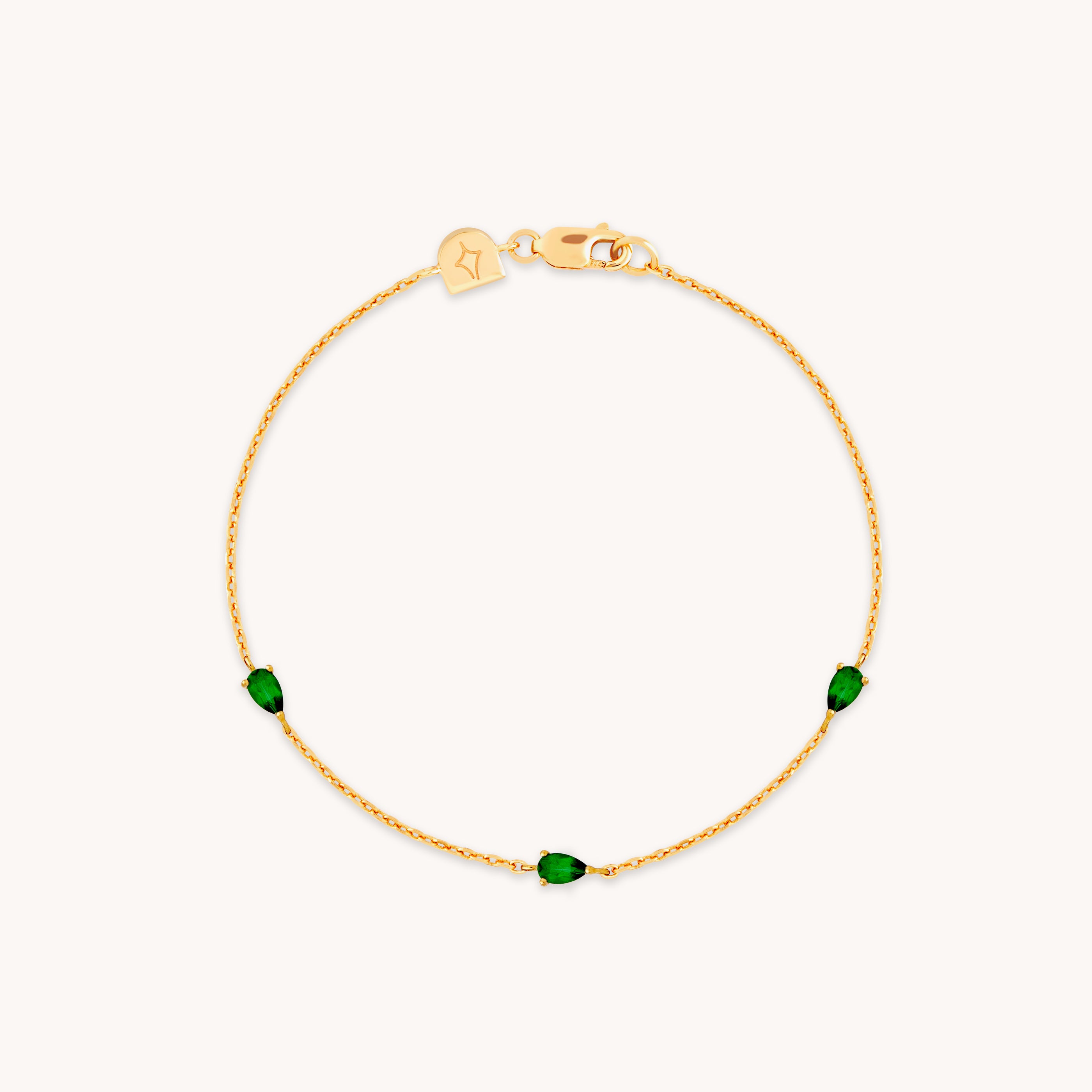 18k Gold Plated Jewellery - Green Topaz Charm Bracelet in Gold - Bracelets - Astrid & Miyu