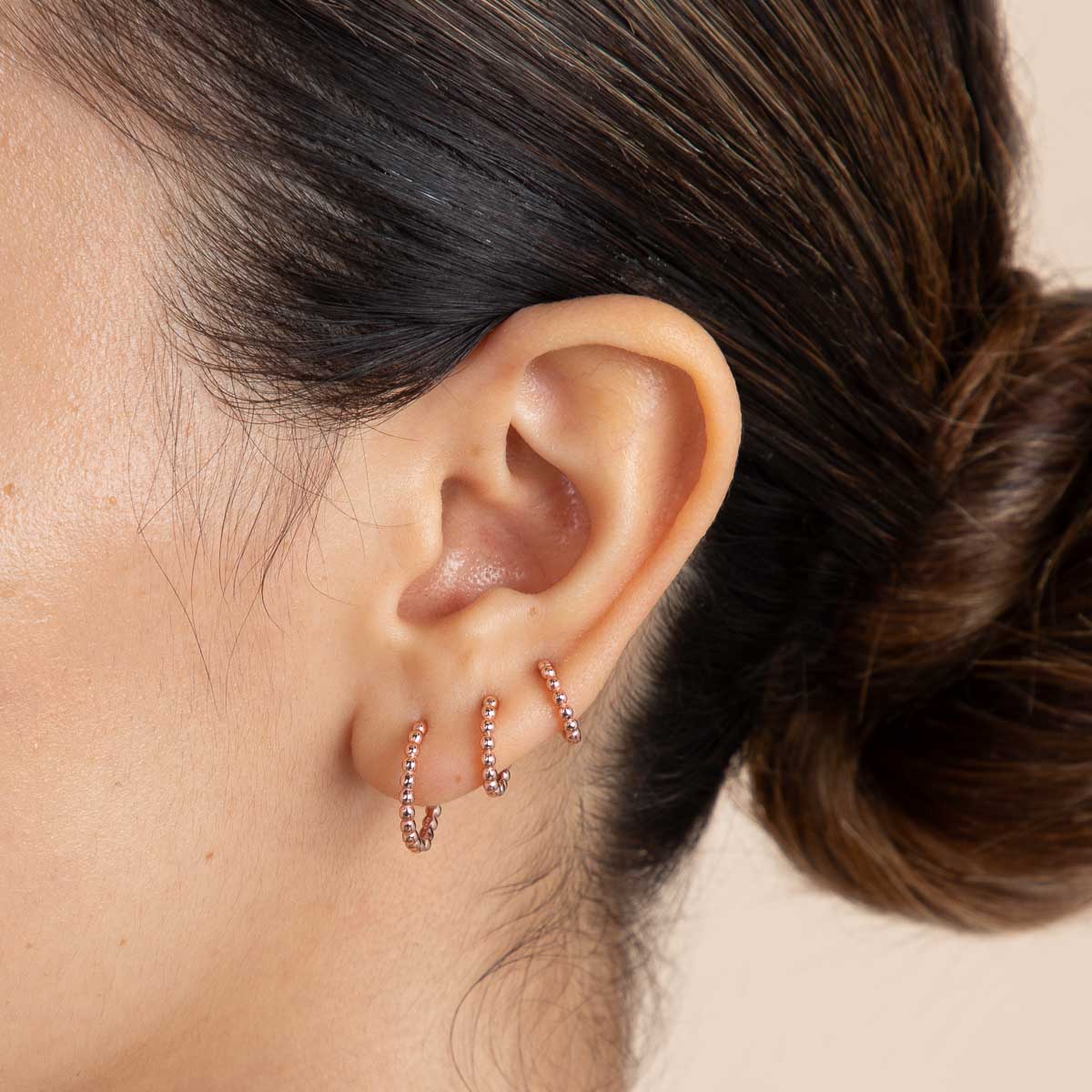 18k Rose Gold Plated Jewellery - Essential Beaded Hoop in Rose Gold - Earrings - Astrid & Miyu