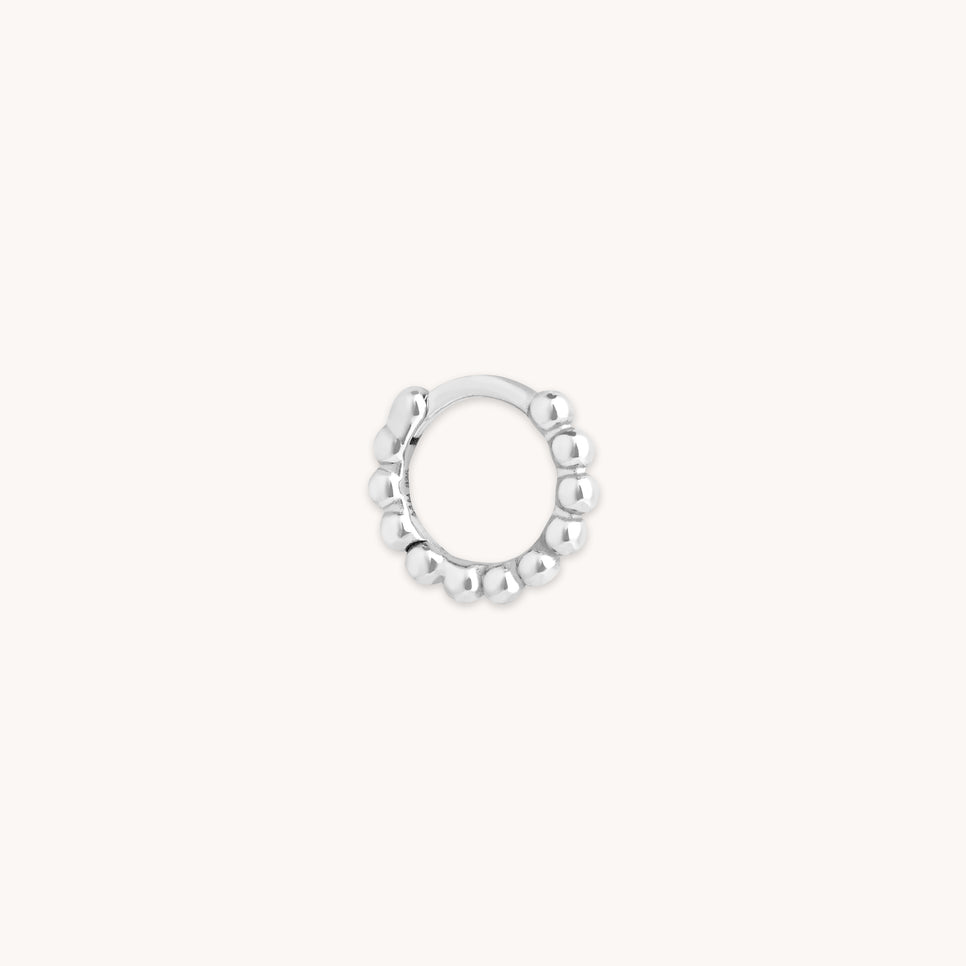Earrings - Essential Beaded Hoop in Silver - Hoops - Astrid & Miyu