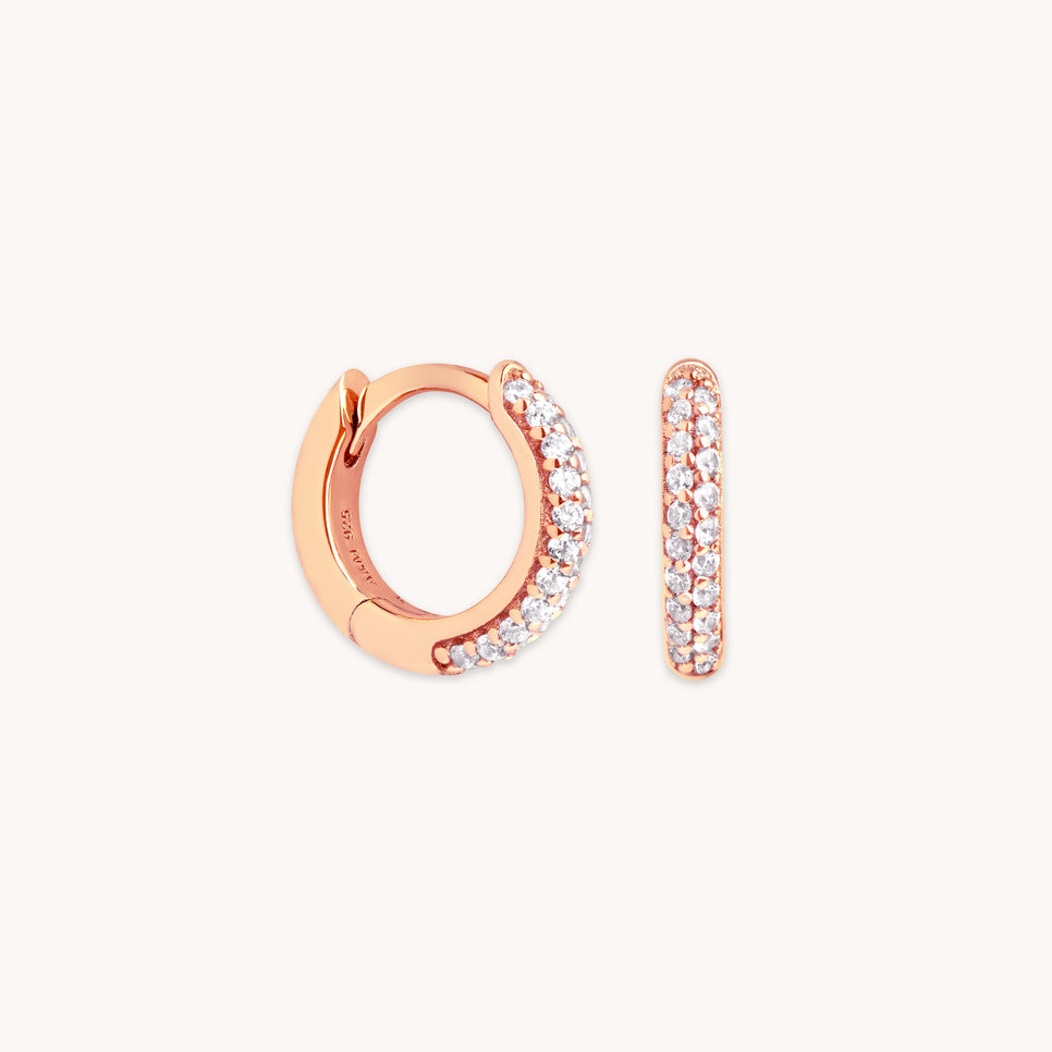18k Rose Gold Plated Jewellery - Bold Pavé Huggies in Rose Gold - Huggies - Astrid & Miyu