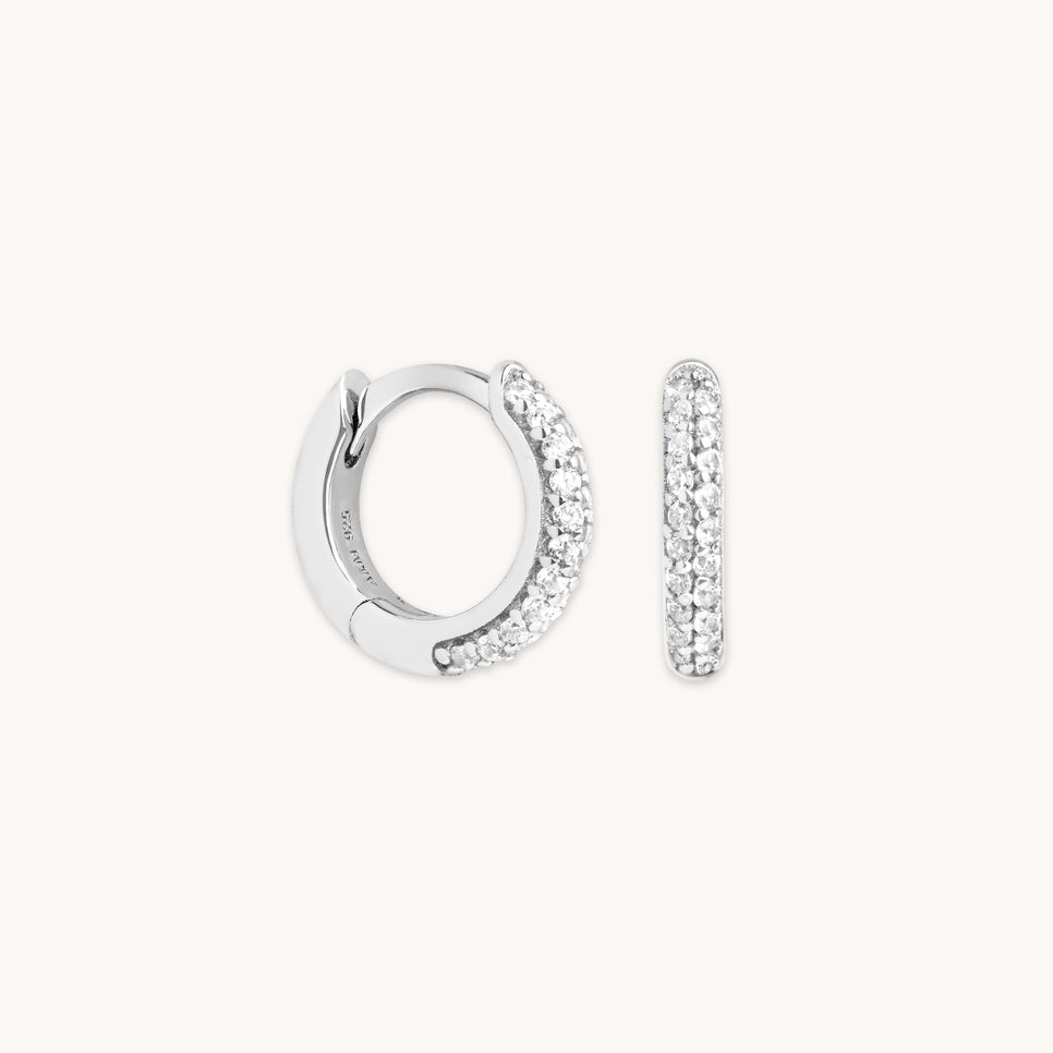 Earrings - Bold Pavé Huggies in Silver - Huggies - Astrid & Miyu