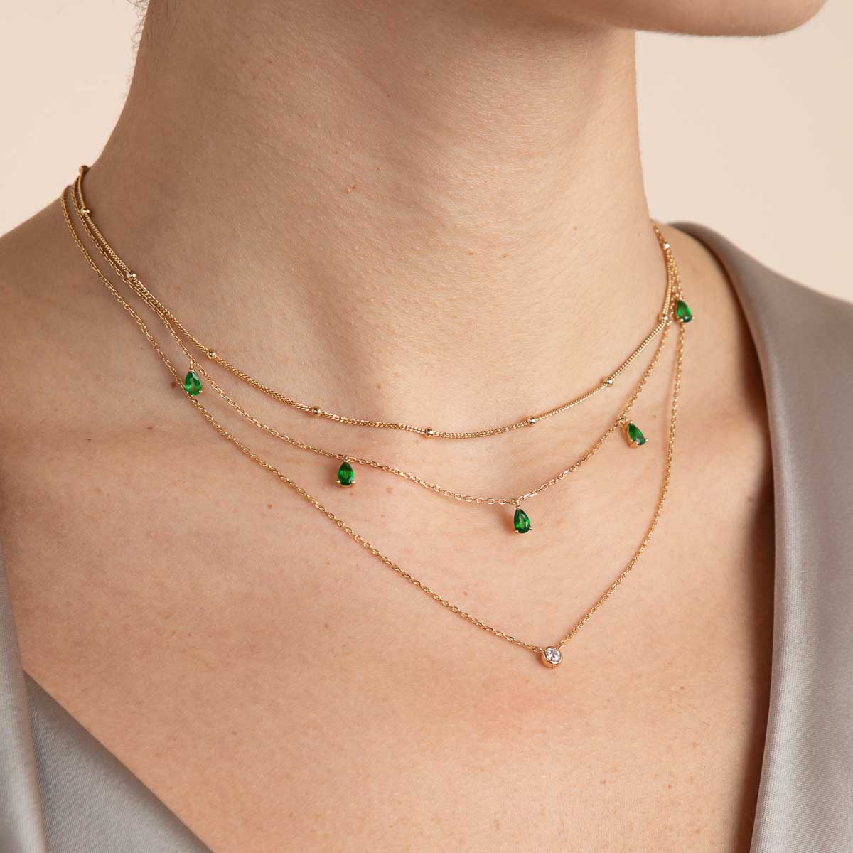 18k Gold Plated Jewellery - Essential Crystal Pendant Necklace in Gold - Necklaces - Astrid & Miyu