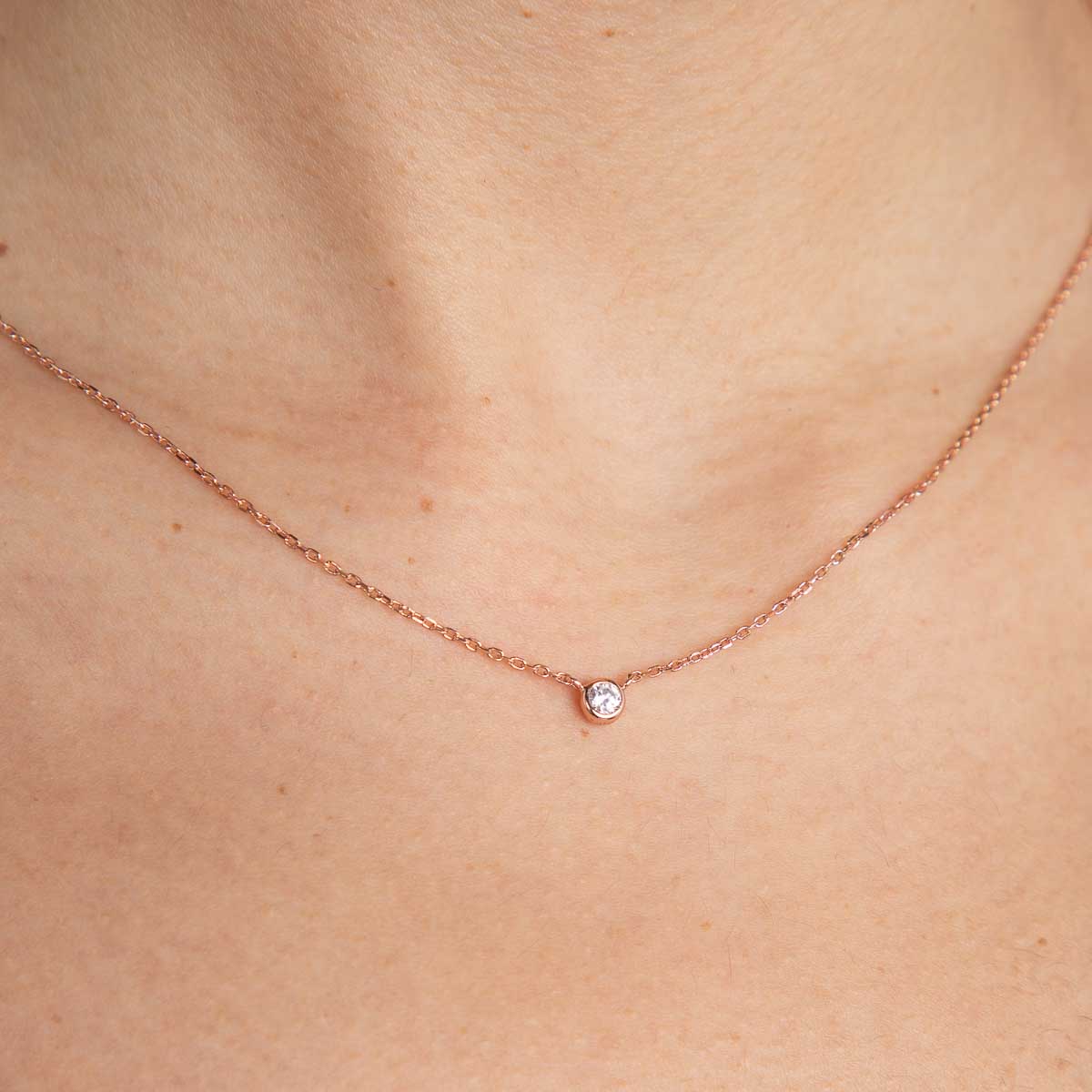 18k Rose Gold Plated Jewellery - Essential Crystal Pendant Necklace in Rose Gold - Pendant Necklace - Astrid & Miyu