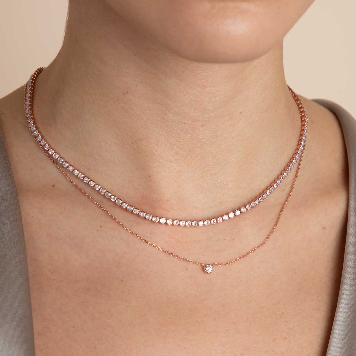 18k Rose Gold Plated Jewellery - Essential Crystal Pendant Necklace in Rose Gold - Pendant Necklace - Astrid & Miyu