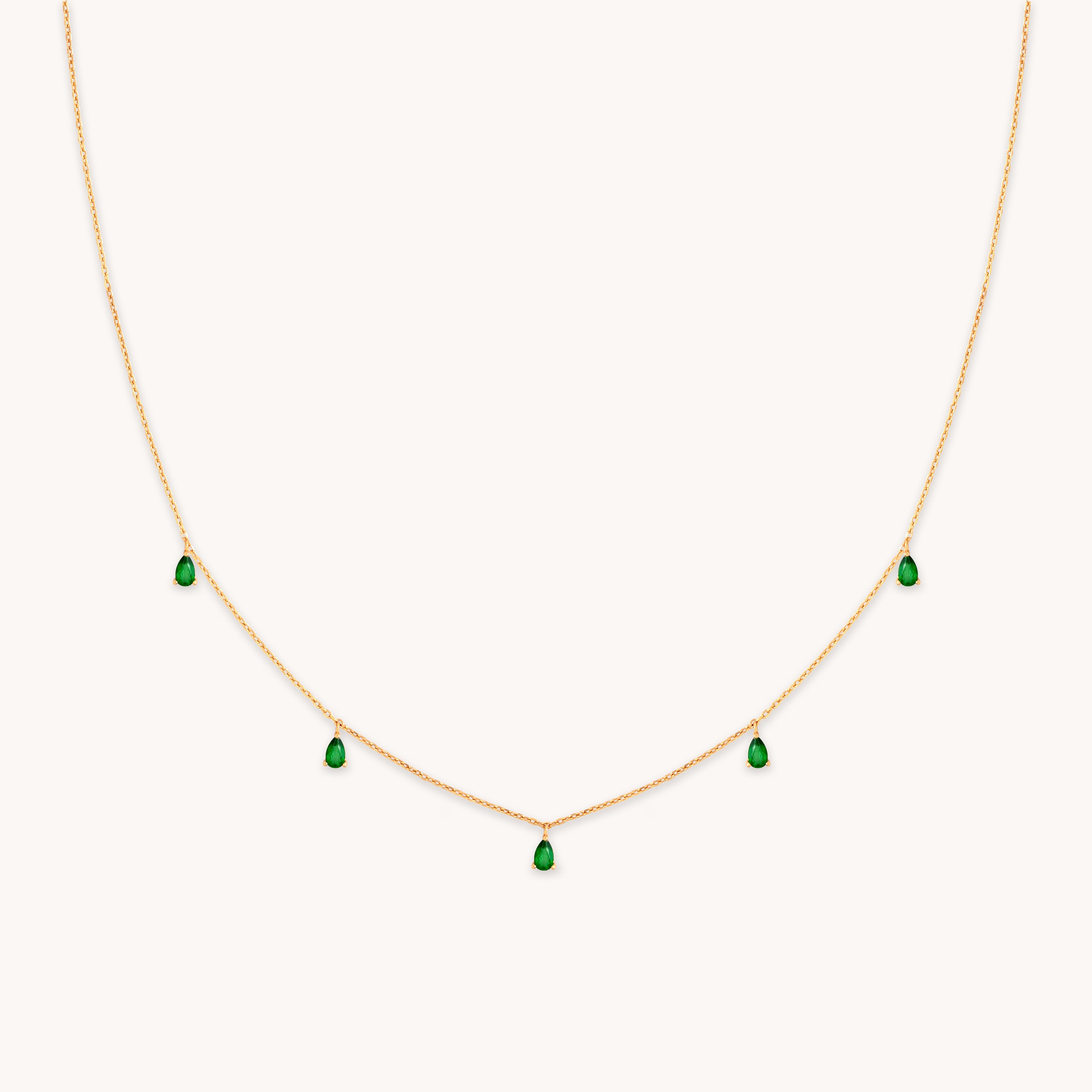 18k Gold Plated Jewellery - Green Topaz Charm Necklace in Gold - Necklaces - Astrid & Miyu