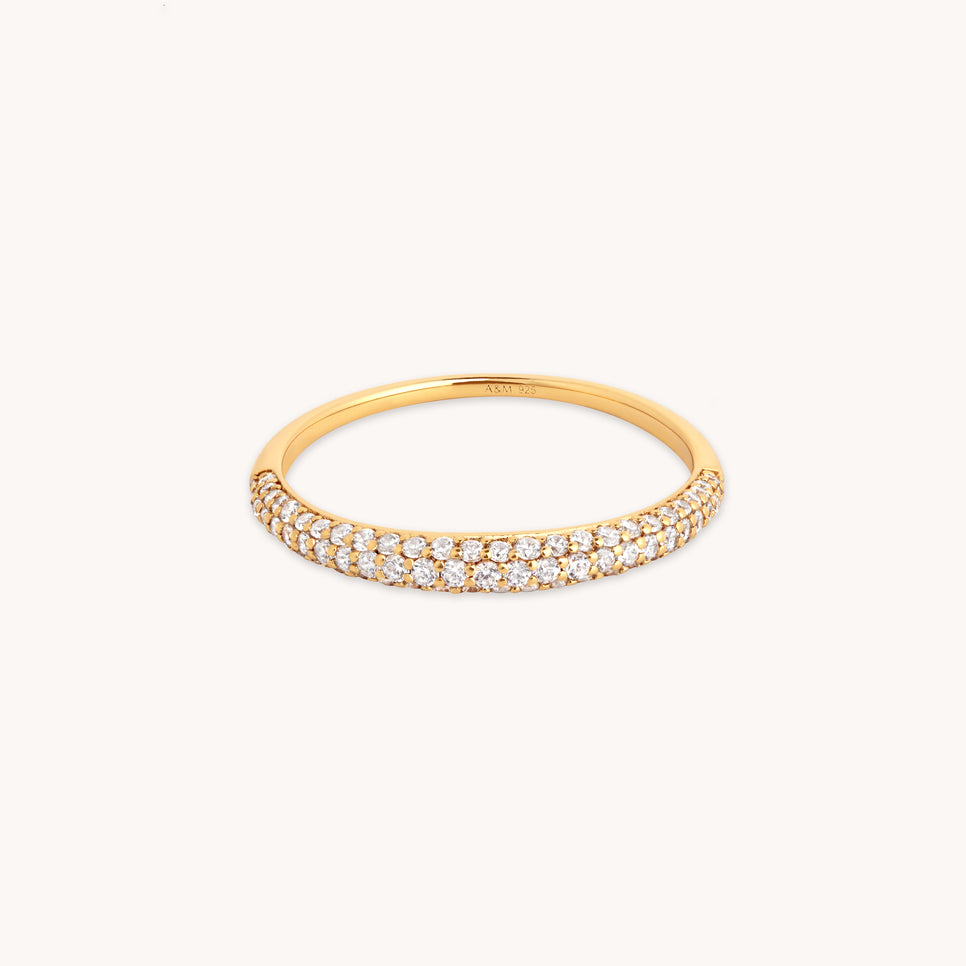 18k Gold Plated Jewellery - Dome Pavé Ring in Gold - Rings - Astrid & Miyu