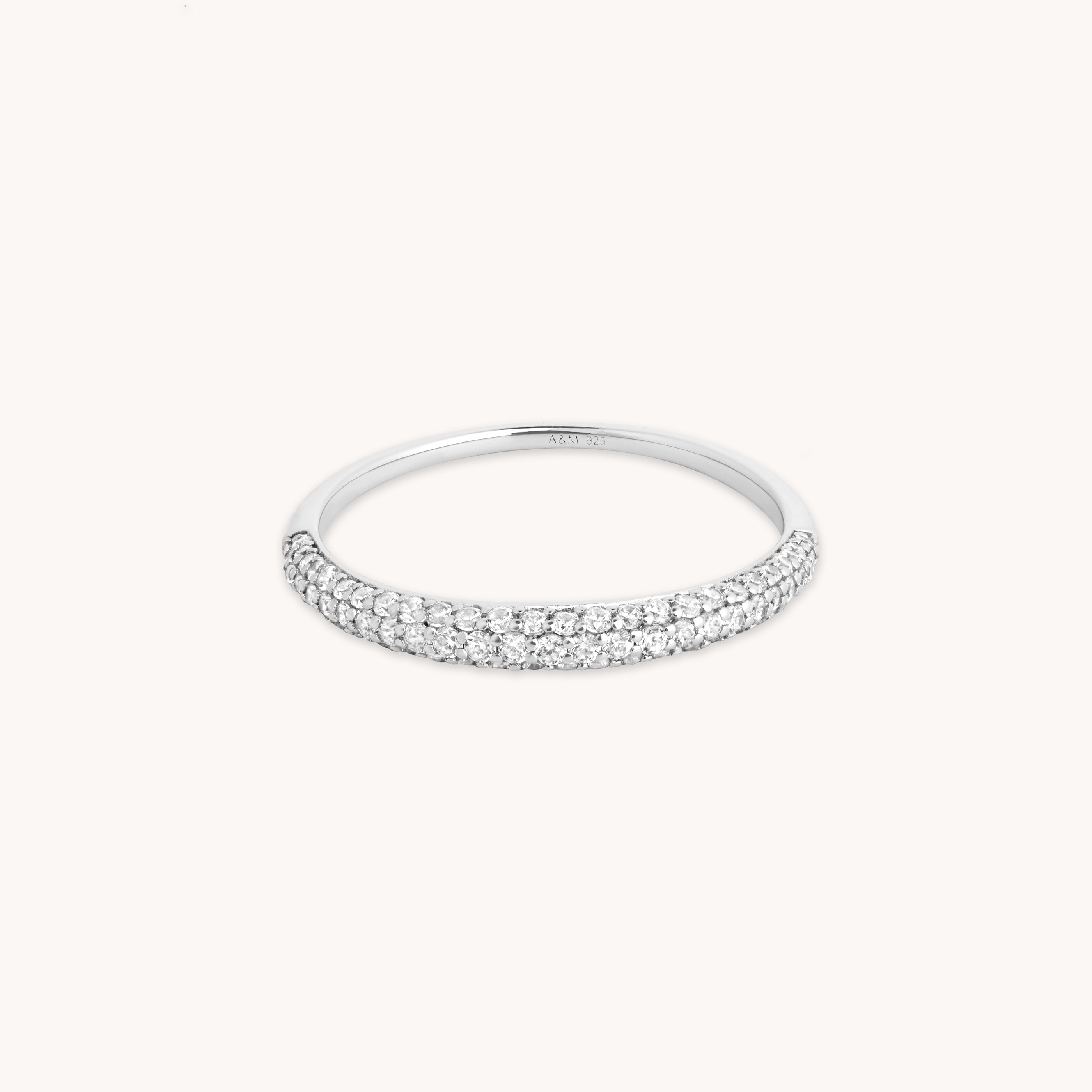 Recycled Sterling Silver Jewellery - Dome Pavé Ring in Silver - Rings - Astrid & Miyu