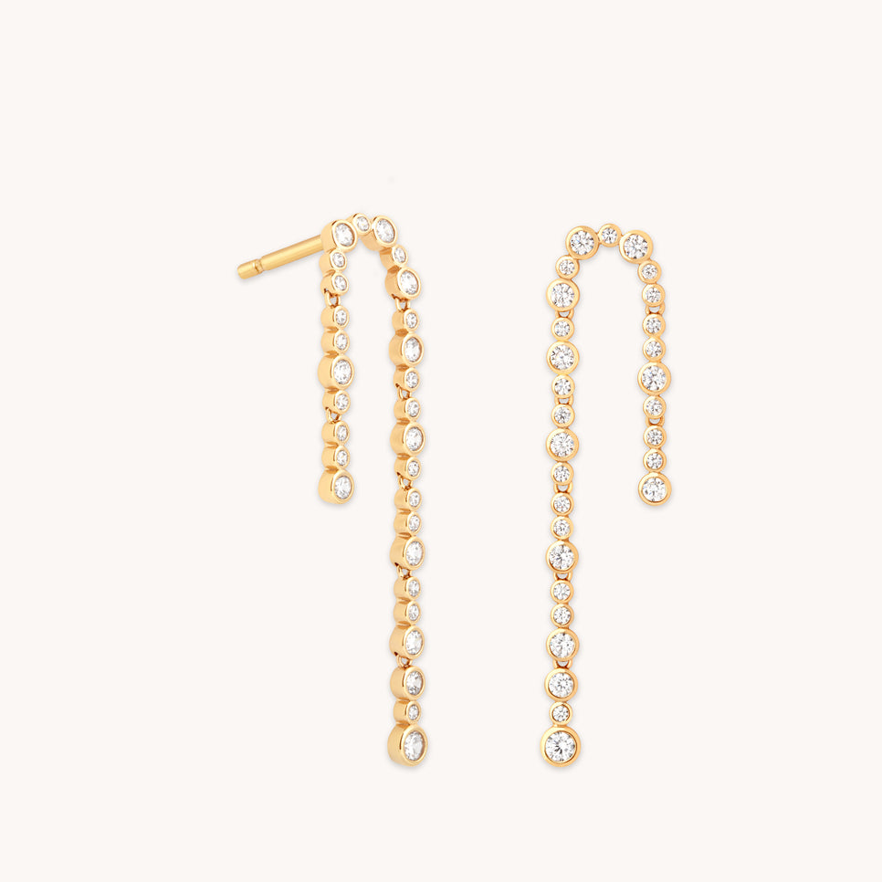 18k Gold Plated Jewellery - Gleam Crystal Drop Studs in Gold - Stud Earrings - Astrid & Miyu