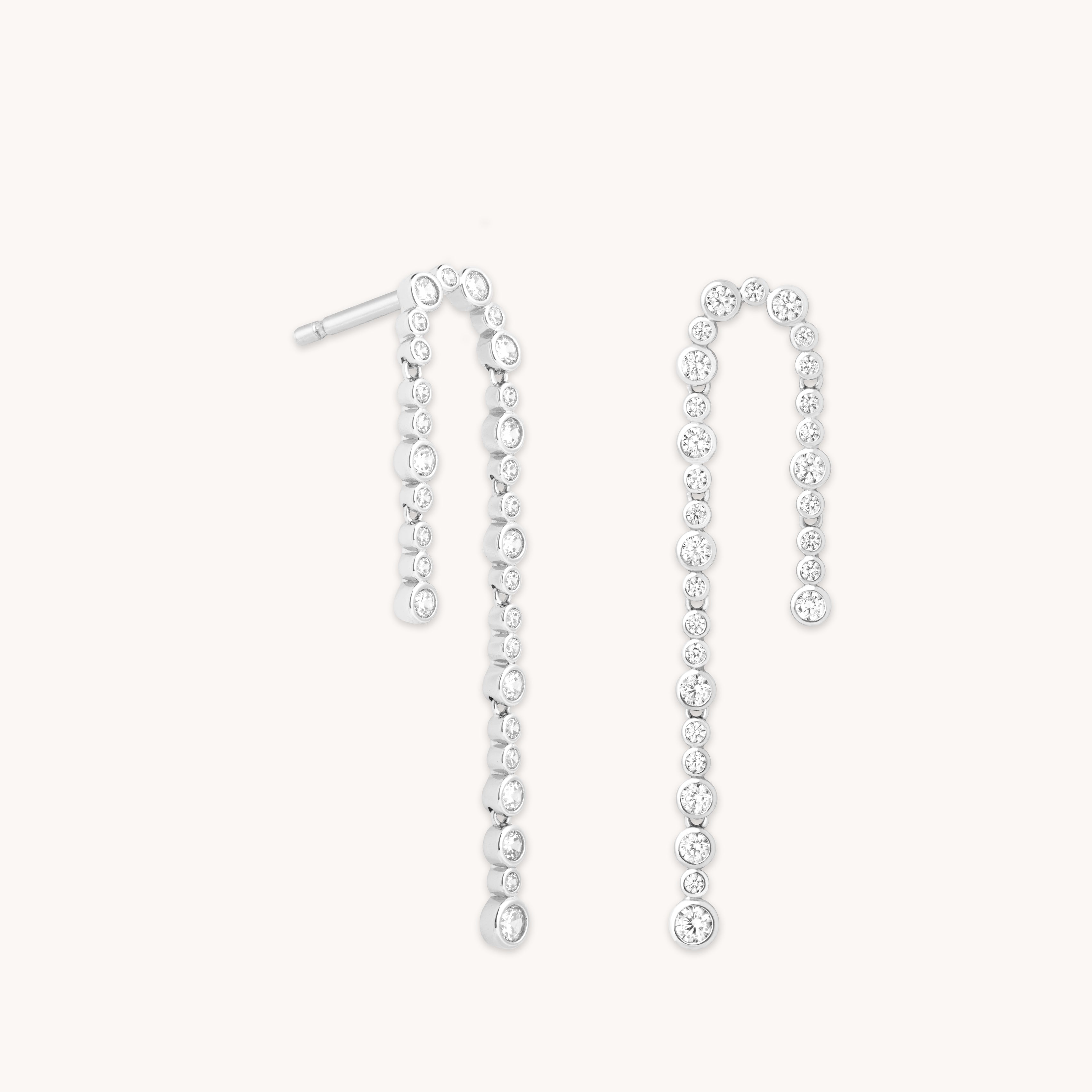 Earrings - Gleam Crystal Drop Studs in Silver - Stud Earrings - Astrid & Miyu