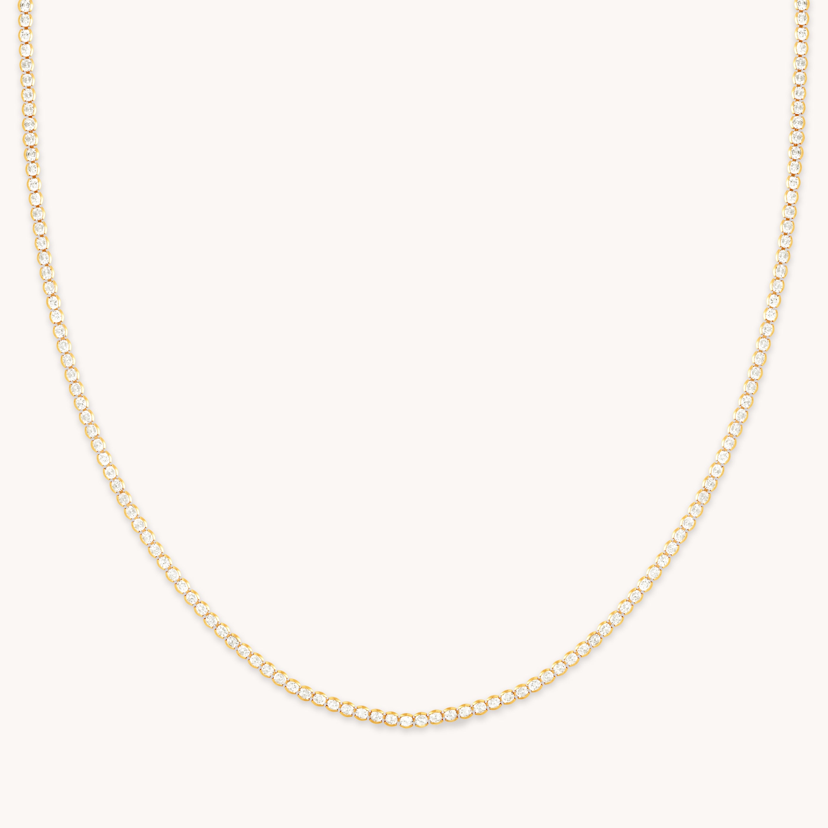 18k Gold Plated Jewellery - Gleam Tennis Chain Necklace in Gold - Chain Necklaces - Astrid & Miyu
