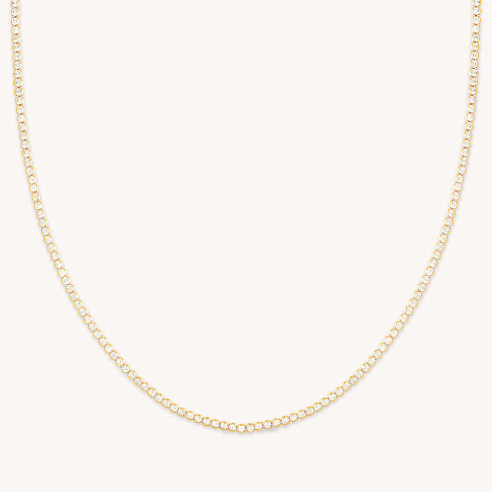 18k Gold Plated Jewellery - Gleam Tennis Chain Necklace in Gold - Chain Necklaces - Astrid & Miyu