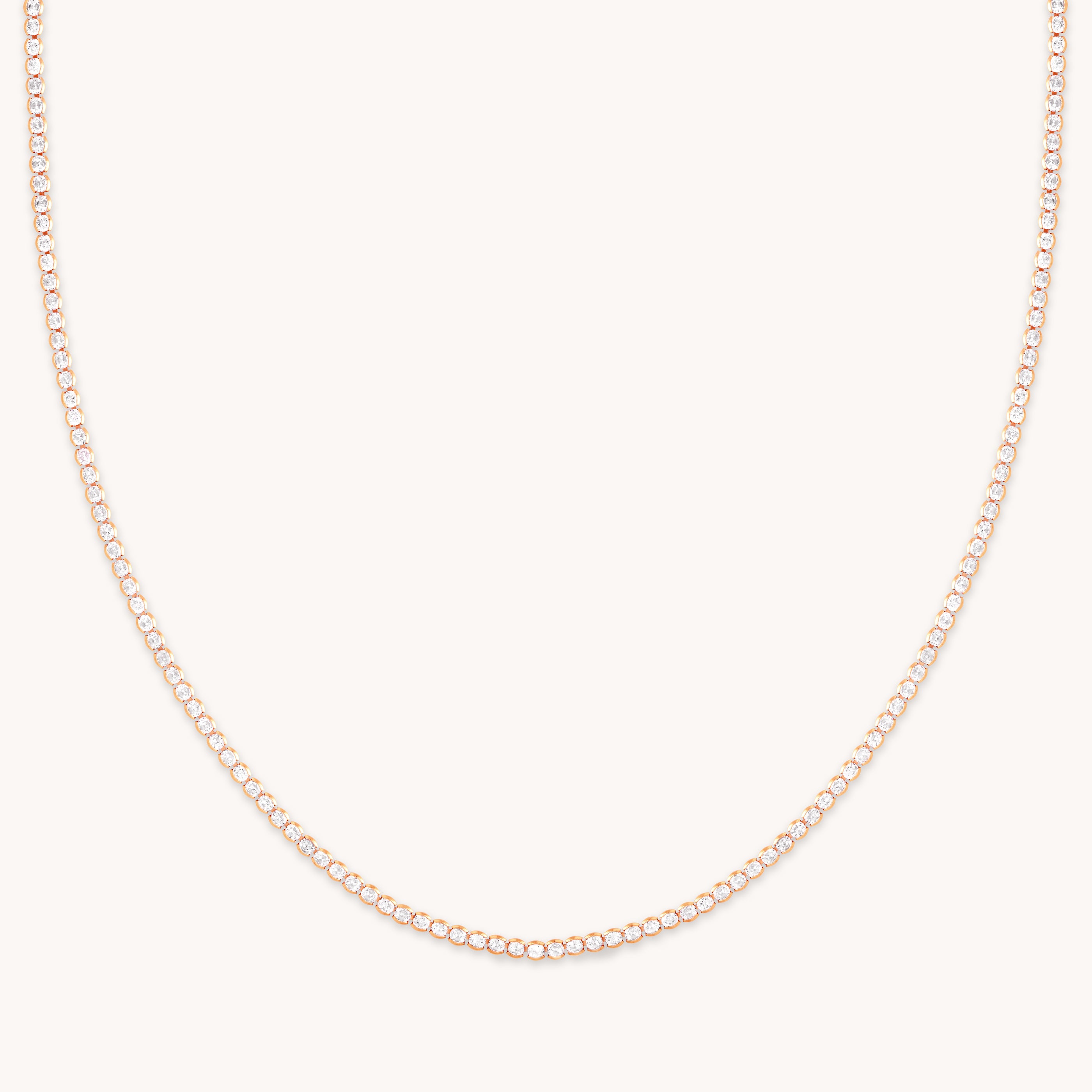 18k Rose Gold Plated Jewellery - Gleam Tennis Chain Necklace in Rose Gold - Chain Necklaces - Astrid & Miyu