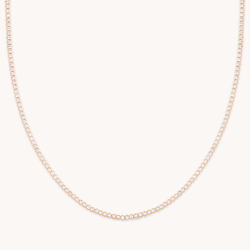 18k Rose Gold Plated Jewellery - Gleam Tennis Chain Necklace in Rose Gold - Chain Necklaces - Astrid & Miyu