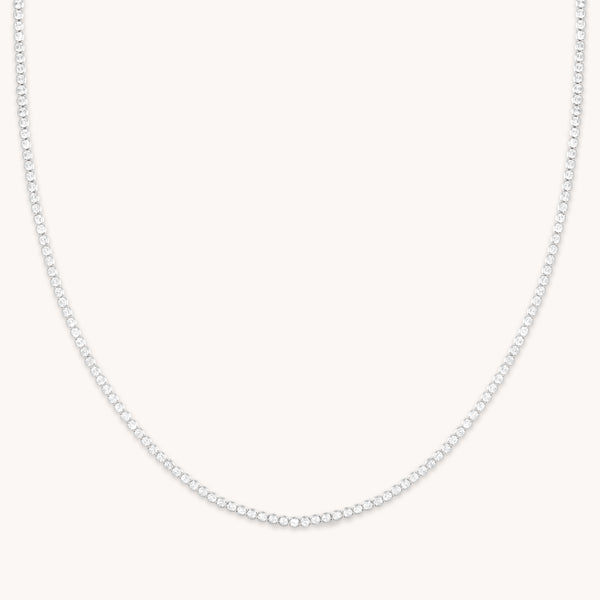 Crystal Collection - Gleam Tennis Chain Necklace in Silver - Chain Necklaces - Astrid & Miyu