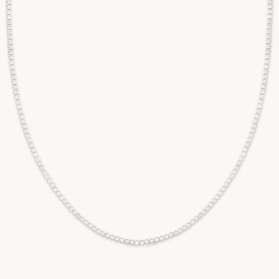 Crystal Collection - Gleam Tennis Chain Necklace in Silver - Chain Necklaces - Astrid & Miyu
