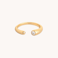 18k Gold Plated Jewellery - Gleam Crystal Open Ring in Gold - Band Ring - Astrid & Miyu