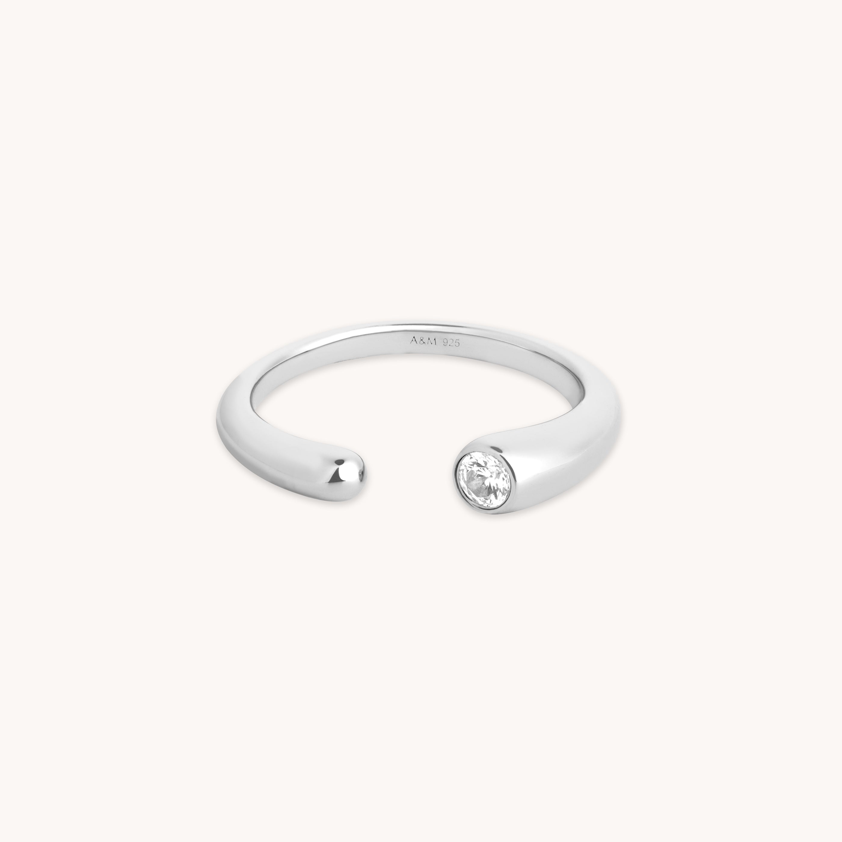 Gleam Collection - Gleam Crystal Open Ring in Silver - Band Ring - Astrid & Miyu