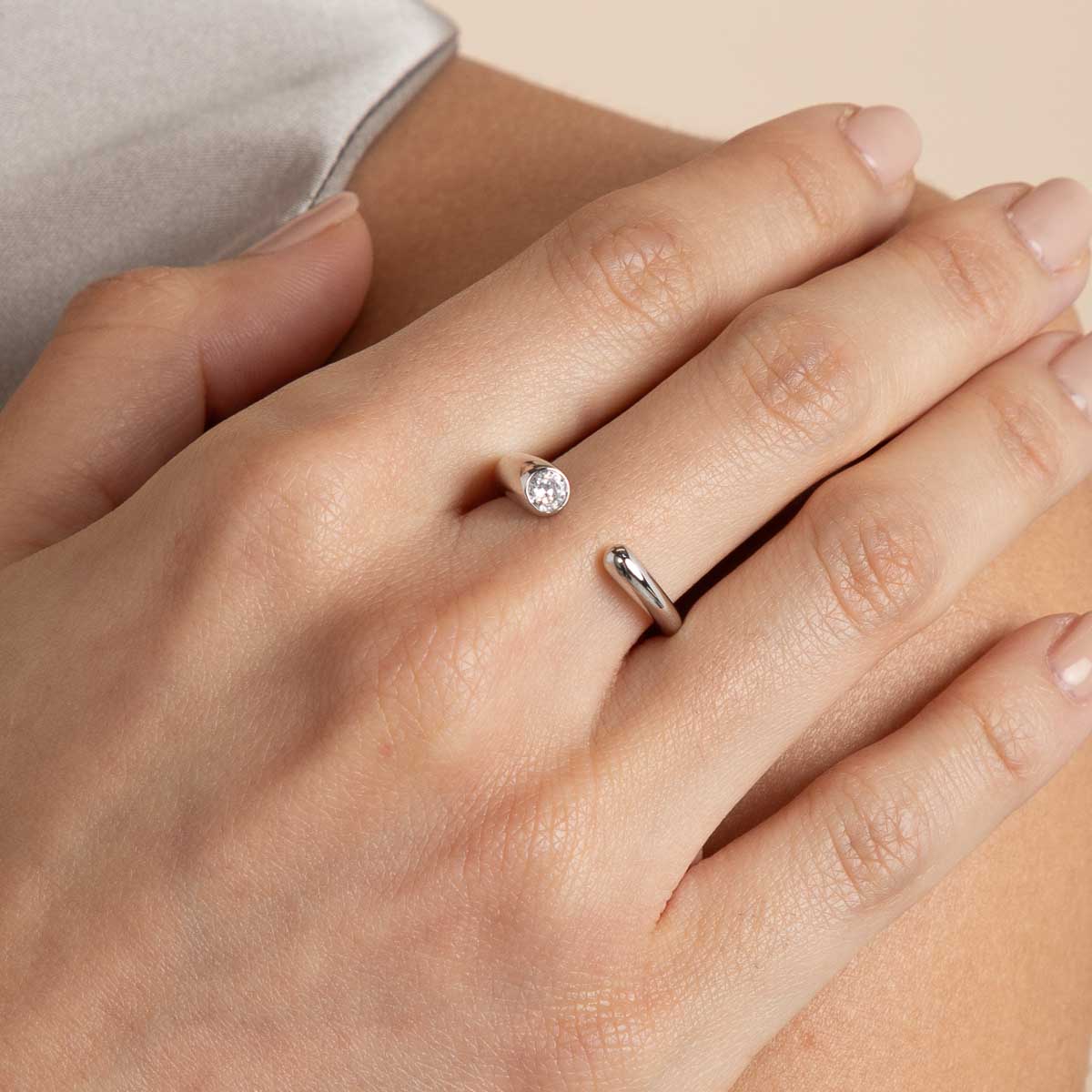 Gleam Collection - Gleam Crystal Open Ring in Silver - Band Ring - Astrid & Miyu
