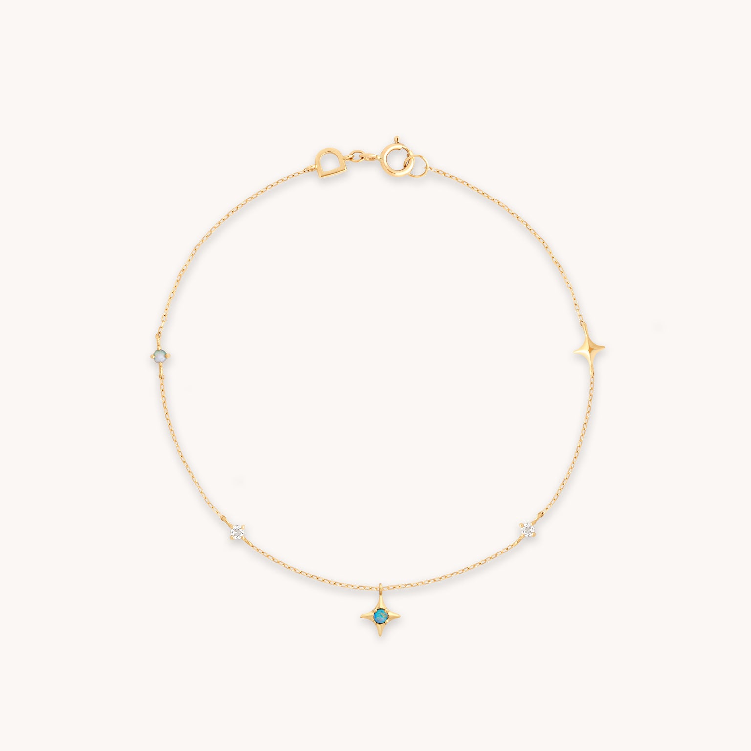 14k Gold Opal & Topaz - Cosmic Star Opal Charm Bracelet in Solid Gold - Charm Bracelet - Astrid & Miyu