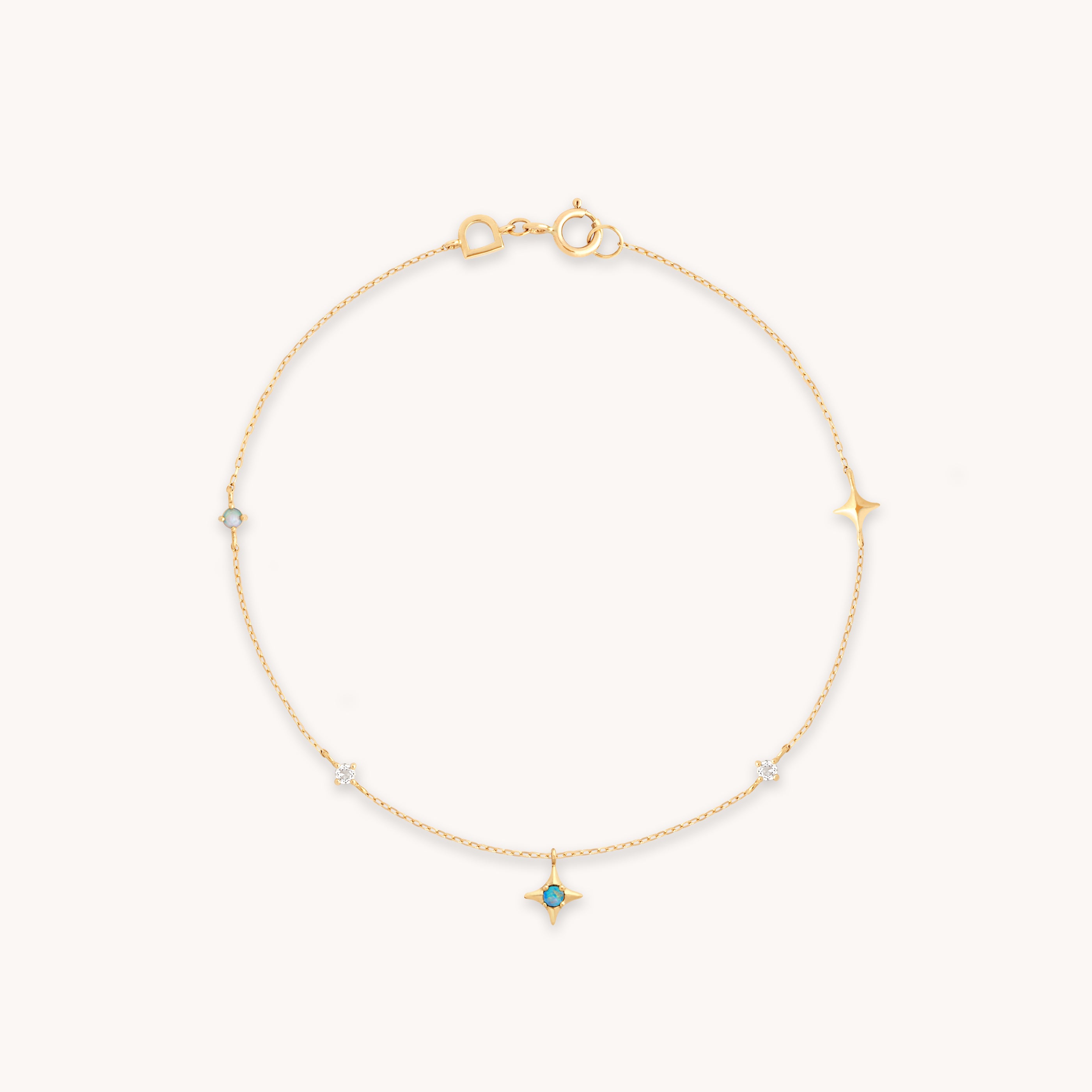 14k Gold Opal & Topaz - Cosmic Star Opal Charm Bracelet in Solid Gold - Charm Bracelet - Astrid & Miyu