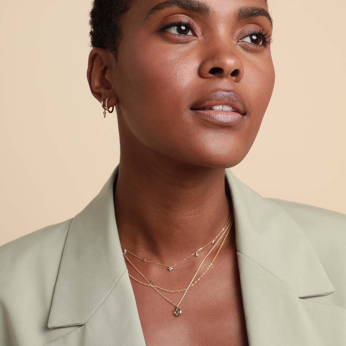 14k Gold Opal & Topaz - Cosmic Star Opal Charm Necklace in Solid Gold - Charm Necklace - Astrid & Miyu