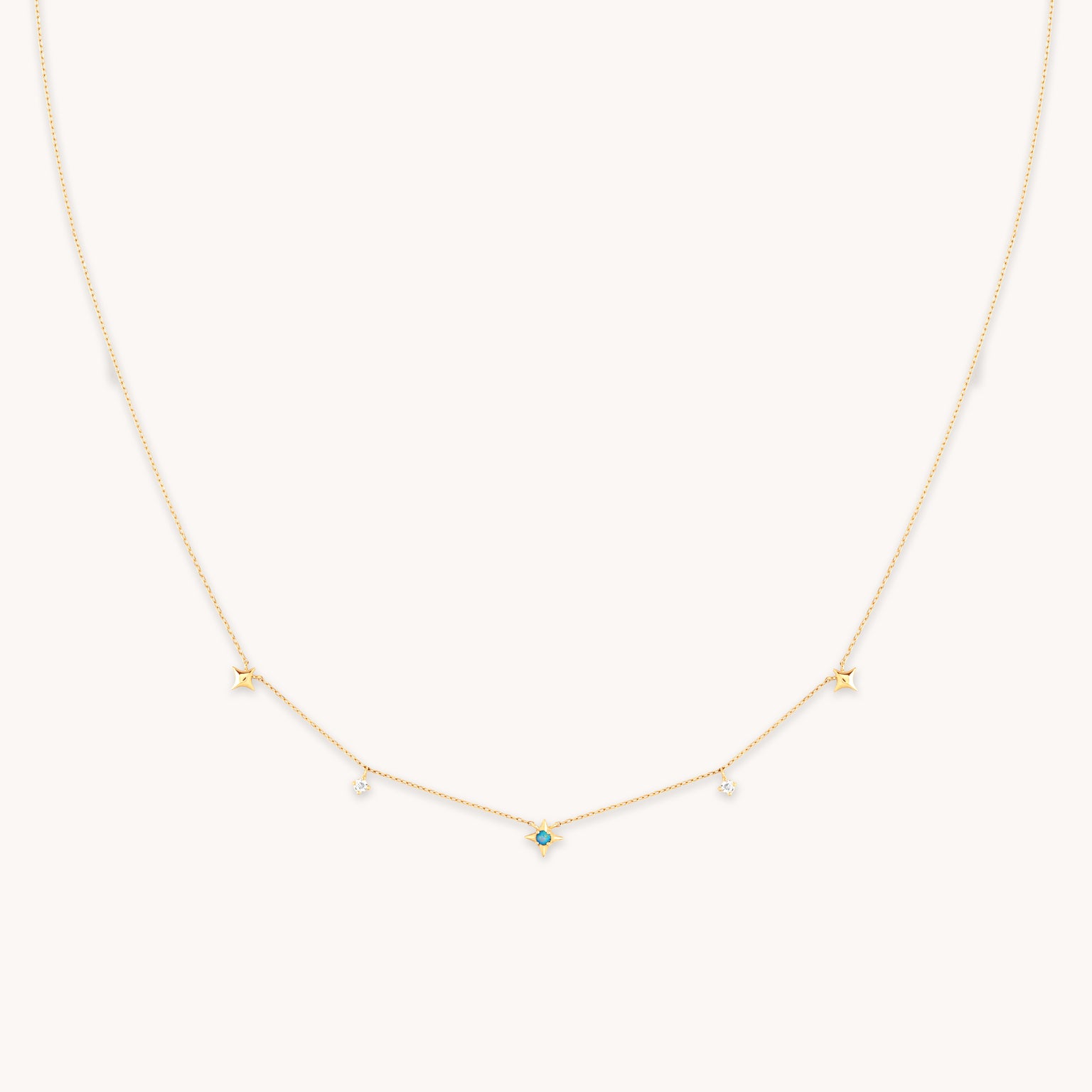 14k Gold Opal & Topaz - Cosmic Star Opal Charm Necklace in Solid Gold - Charm Necklace - Astrid & Miyu